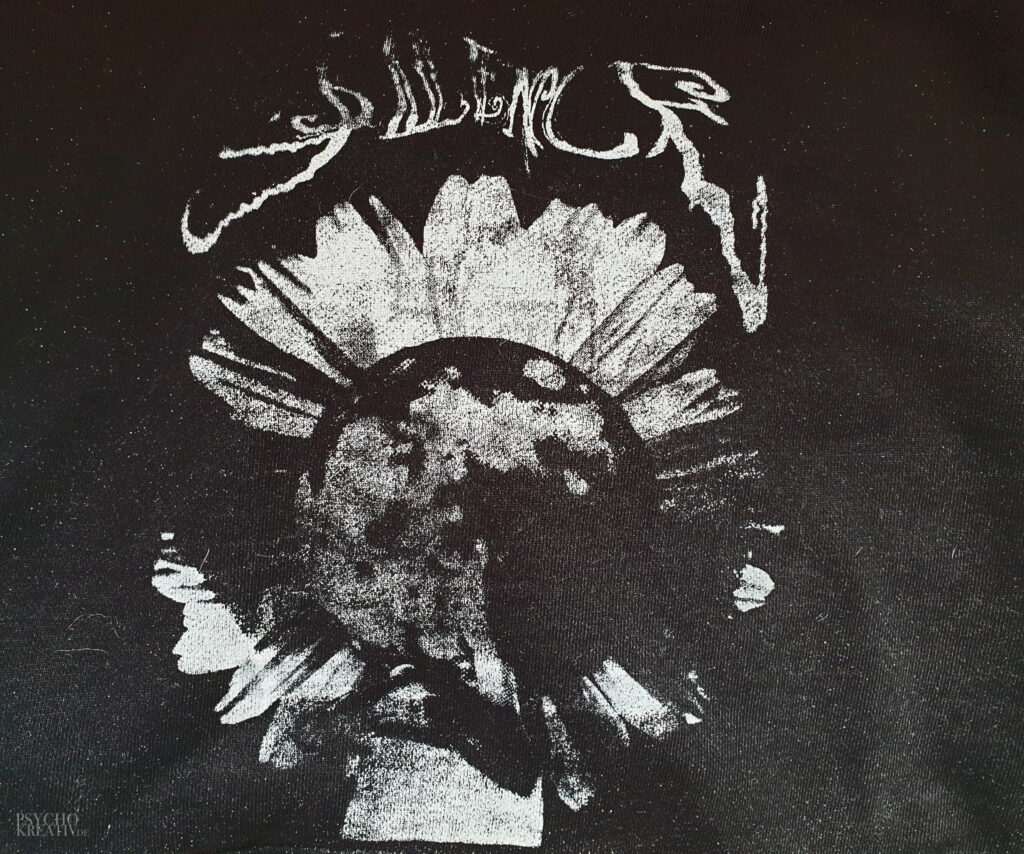 Siebdruck verwaschen auf Stoff von Blume mit Hand