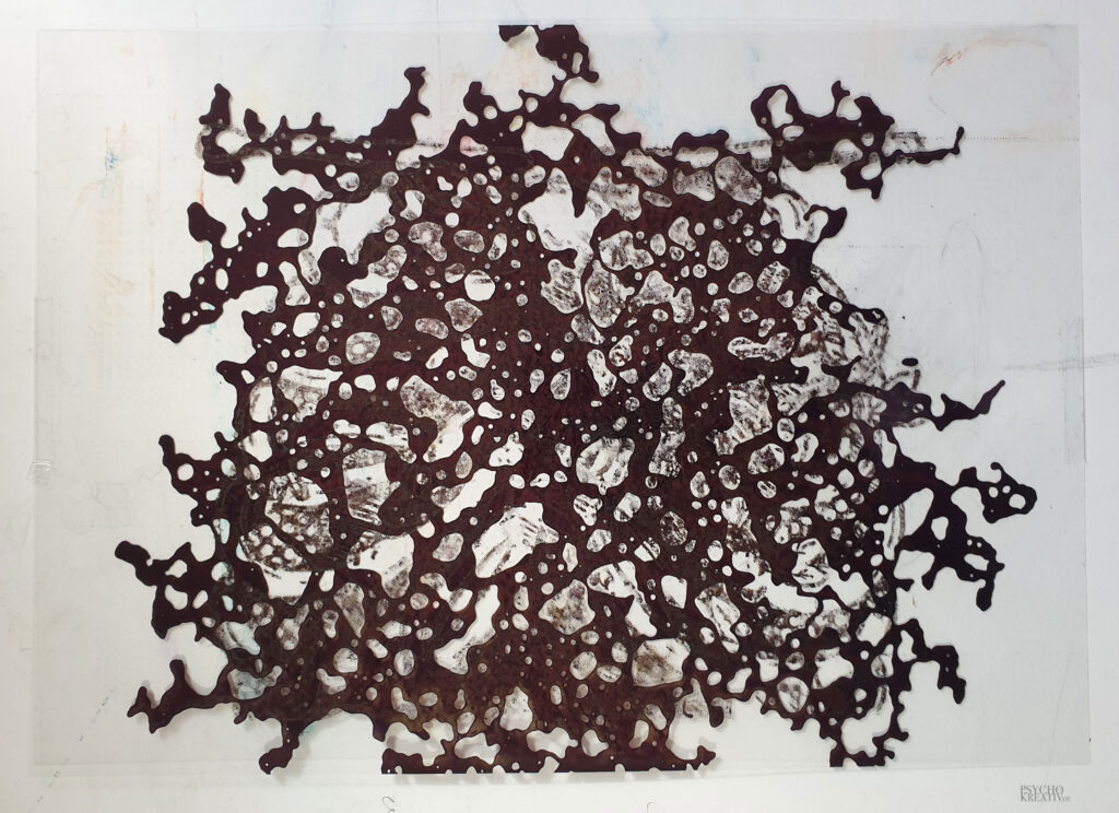 Folie mit verschmierter Tinte